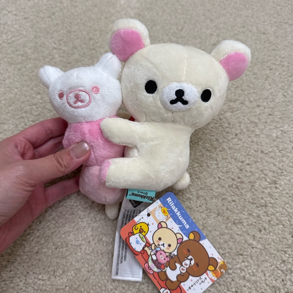 Rilakkuma Cream and Pink Stuffed Animal